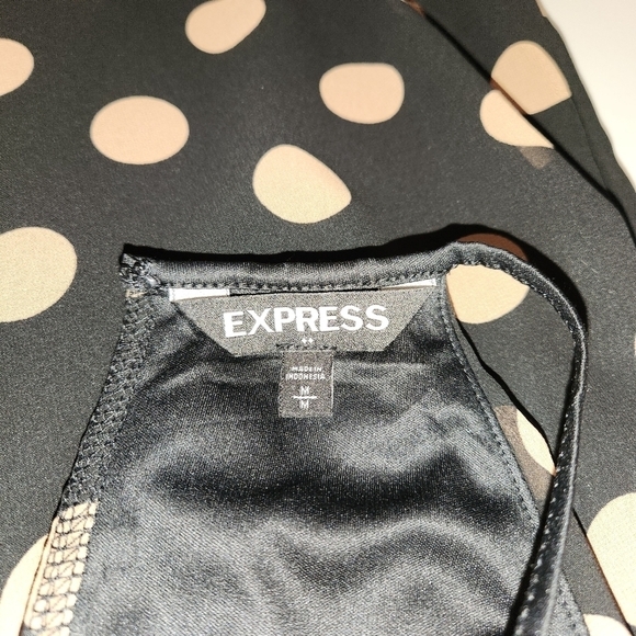 Nwot Express Black & Brown Polka Dot Halter Top Size Medium - Picture 6 of 8